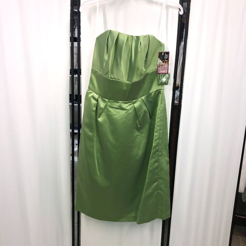 Size 6 Knee-Length Bridesmaid Dress, Apple, Fern Green, Pistachio Satin, Cruise